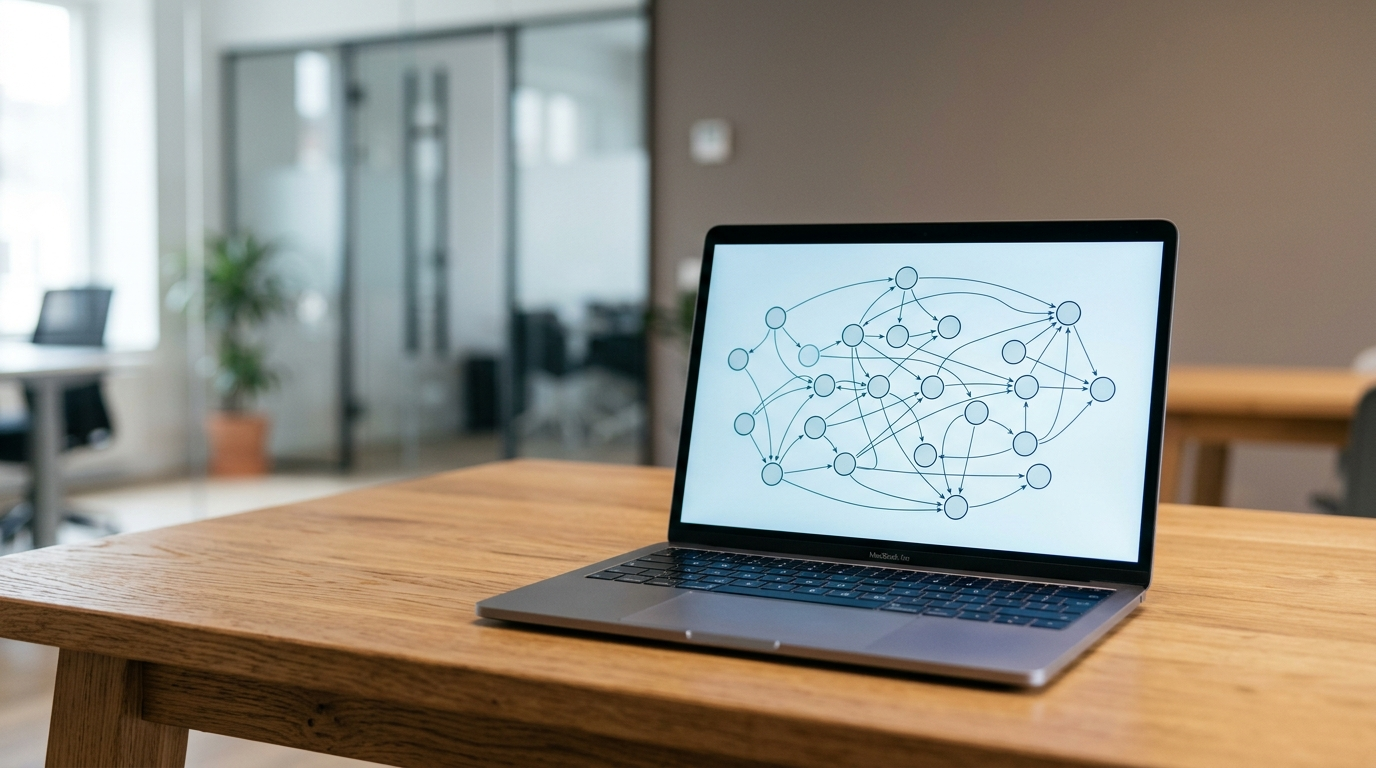 Schéma d'un workflow N8N reliant plusieurs logiciels d'affaires d'une PME québécoise.